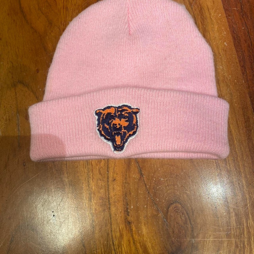 chicago Bears pink beanie winter hat